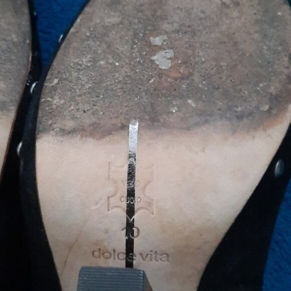 Dolce Vita Black Suede Leather Chunky Platform High Heel Pump Size 10 - Picture 8 of 16